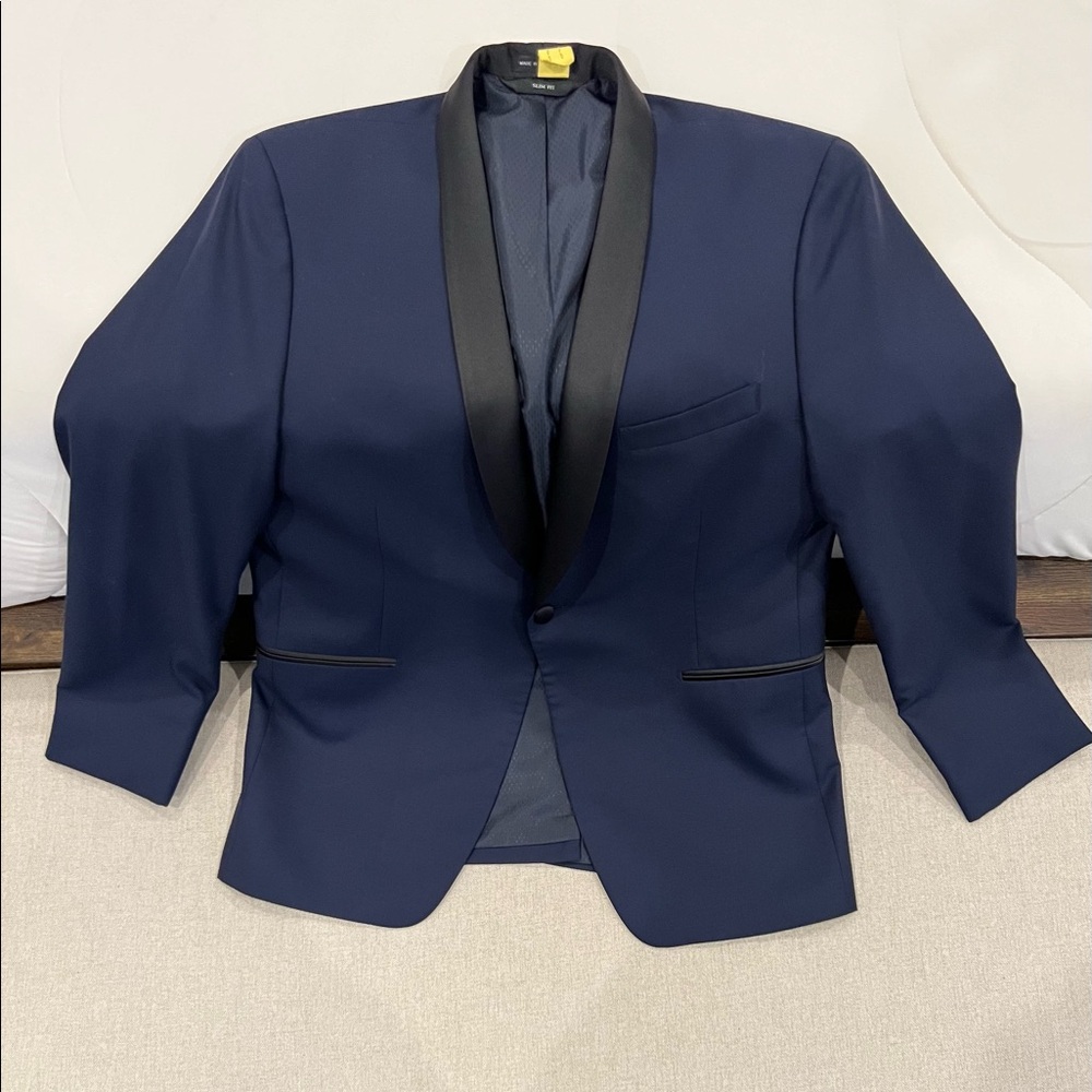 IKE BEHAR - Men’s Sz 40L Blue/Black Shawl Collar Tuxedo Jacket